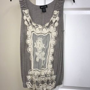 Wet Seal gray tank top with crochet detail!